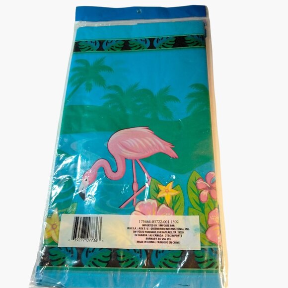 Pink Flamingos Tablecloth Table Cover Tropical Party Picnic 54 x 108 Plastic - Picture 3 of 3